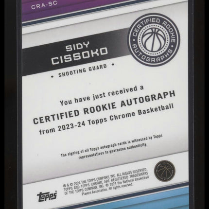 2023-24 Topps Chrome #CRA-SC Sidy Cissoko Certified Rookie Autographs
