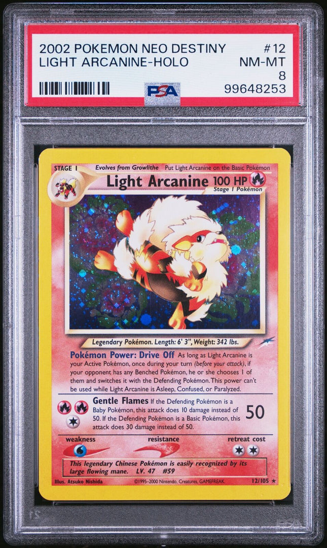 2002 Pokemon Neo Destiny #12 Light Arcanine-Holo PSA 8
