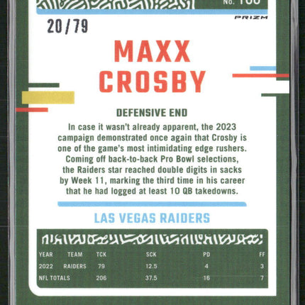 2023 Donruss Optic #100 Maxx Crosby Pink Velocity #/79