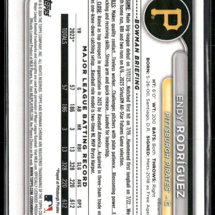 2024 Bowman Chrome #97 Endy Rodríguez Aqua Raywave Refractors #/199