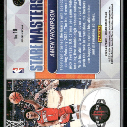2023-24 Panini Mosaic #19 Amen Thompson Stare Masters Mosaic Purple #/99