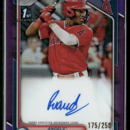 2024 Bowman Chrome Raudi Rodriguez Prospects Autographs Purple Refractors #/250