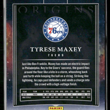 2023-24 Panini Origins #9 Tyrese Maxey Orange #/75
