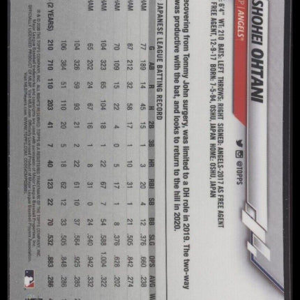 2020 Topps Chrome #21 Shohei Ohtani