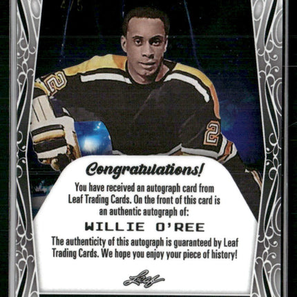2022 Leaf Hockey #BA-WO1 Willie O’Ree Green #/5