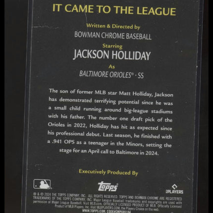 2024 Bowman Chrome #IT-17 Jackson Holliday It Came to the League