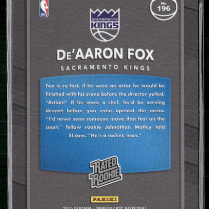 2017-18 Donruss Optic #196 De'Aaron Fox