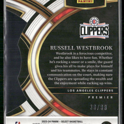 2023-24 Panini Select #146 Russell Westbrook Purple Prizms Die Cut #/99