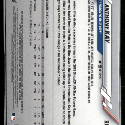 2020 Panini Prizm #RA-AK Anthony Kay Rookie Autographs Silver Prizm