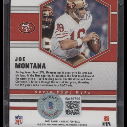 2021 Panini Mosaic #291 Joe Montana Prizm Reactive Orange - Certified Auto