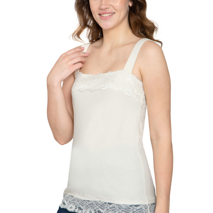 Women's Lacey Trim Cotton Blend Tank Top