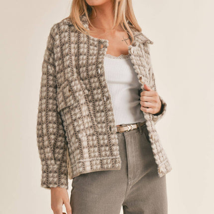 Houndstooth Sweater Jacket- 1 LEFT