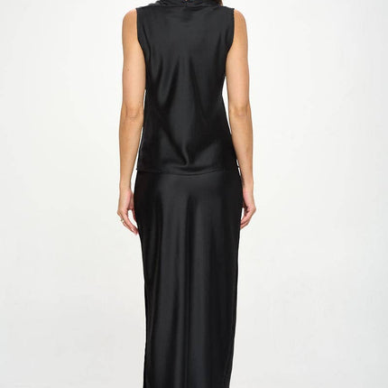 Silky Satin V Neck Sleeveless Top