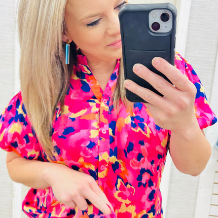 Pink & Purple Leopard Blouse