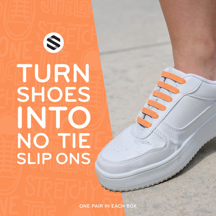 Orange Stretchy Tieless Silicone Elastic Shoelaces | 16 Straps