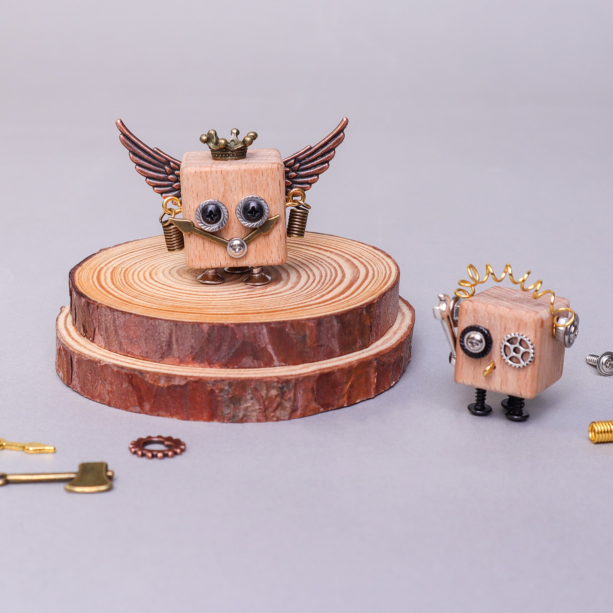 DIY Timberbot Kit – Build 2 Wooden Robots, Make Keychains & Necklaces