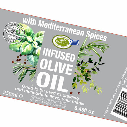 KORVEL Greek Extra Virgin Olive Oil with Mediterranean Herbs - 2 Pack