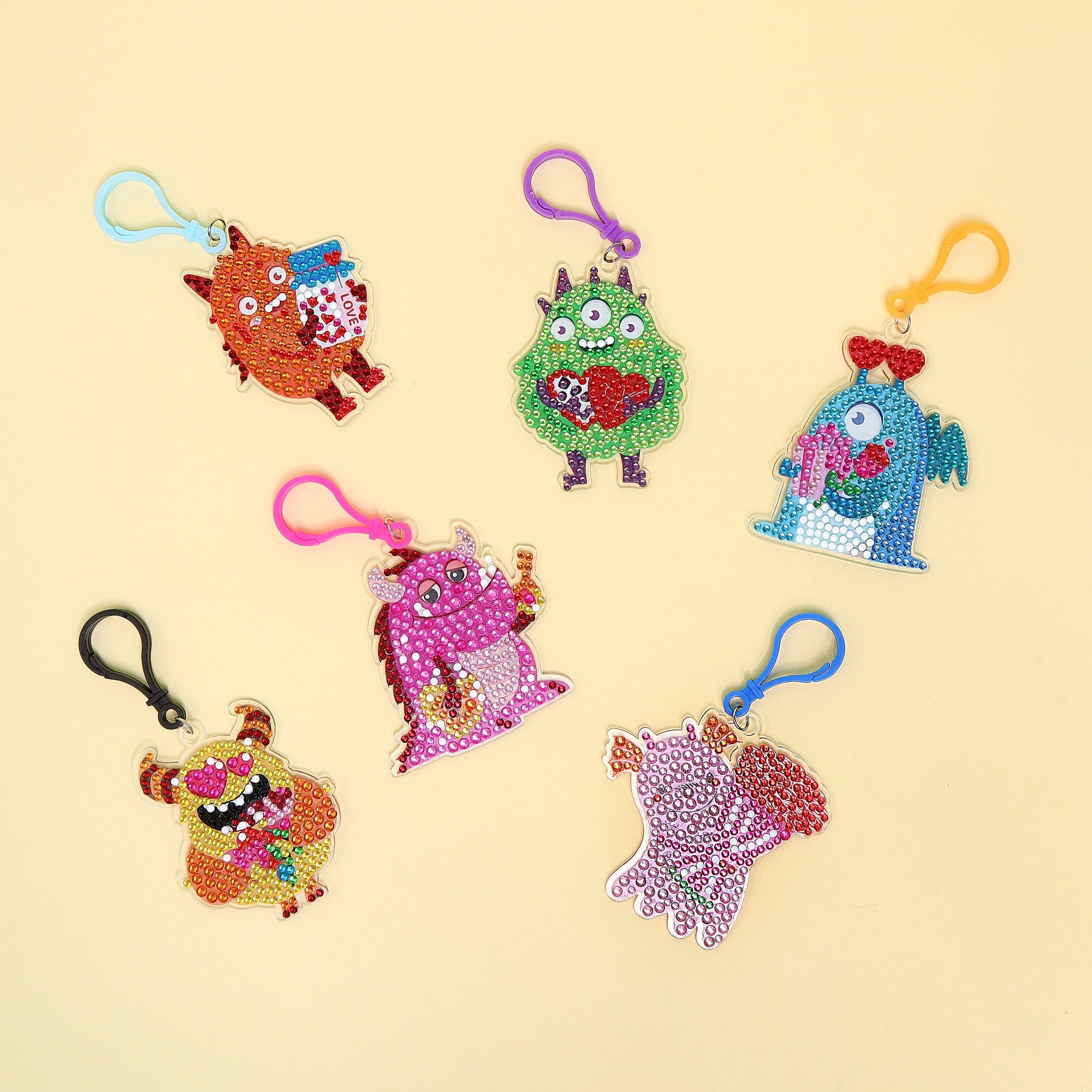 Adorable Keychains Diamond Art Kit – Monsters (Set of 15)