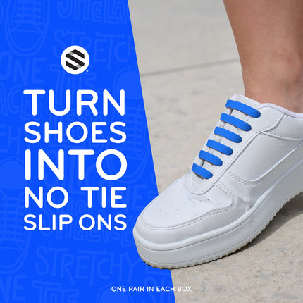 Blue Stretchy Tieless Silicone Elastic Shoelaces | 20 Straps
