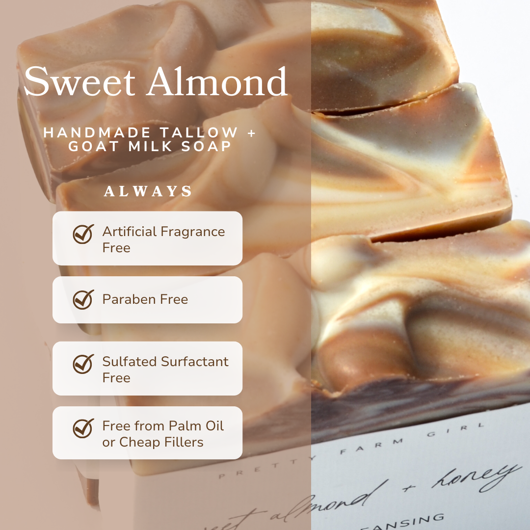 Sweet Almond + Honey Handmade Tallow and Goat Milk Soap Bar