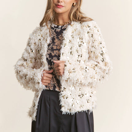 Fuzzy Sequins Jacket