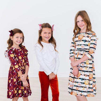 Pumpkin Patch 3/4 Sleeve Ruffle Twirl Dress