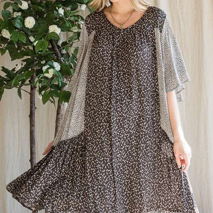 FLORAL PRINT RUFFLE DRESS