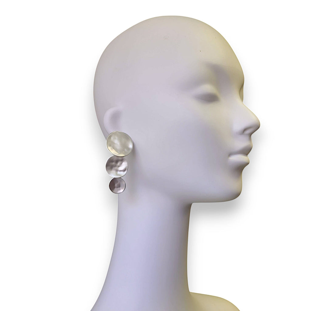 Silver 3 Disc Earring