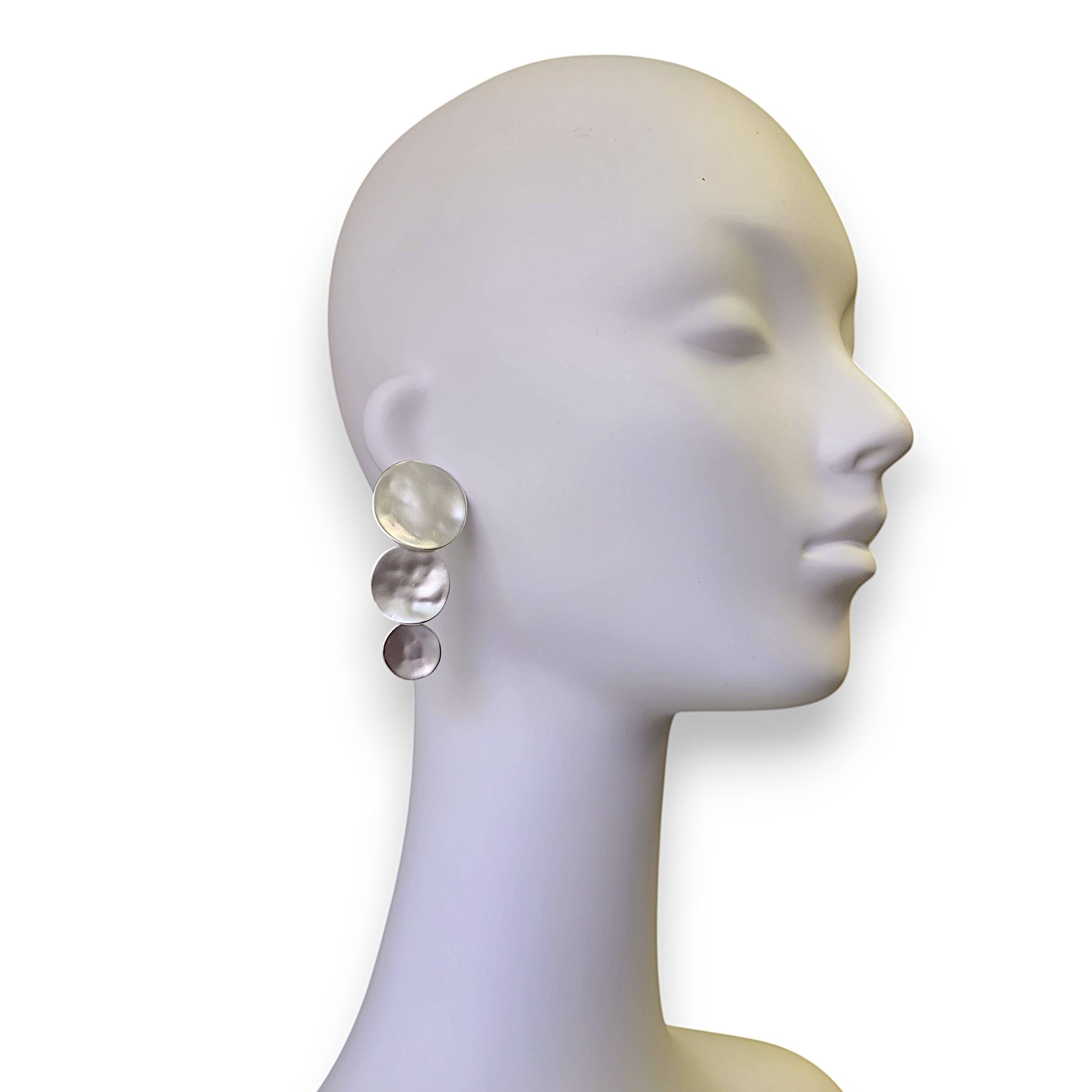 Silver 3 Disc Earring