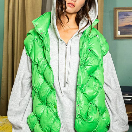 Camel Button-Up Puffer Vest