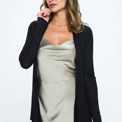 Solid Black Jersey Cardigan