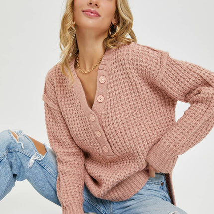 Ivory Waffle Knit Sweater