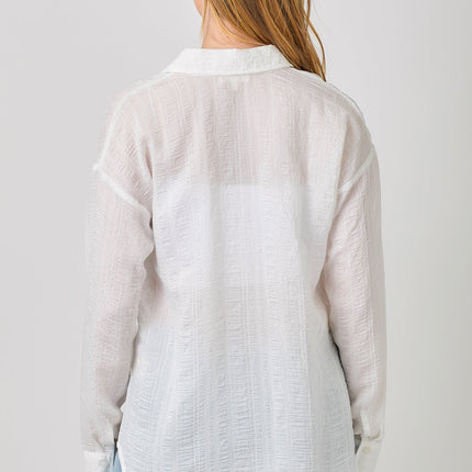 Ivory Crinkle Button Down Shirt