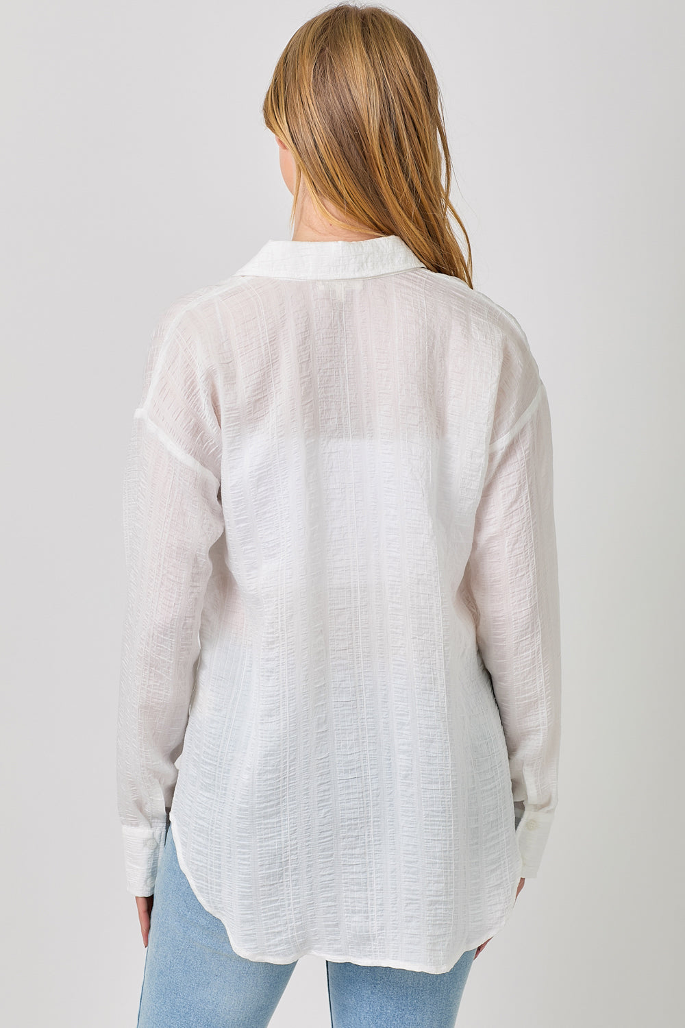 Ivory Crinkle Button Down Shirt
