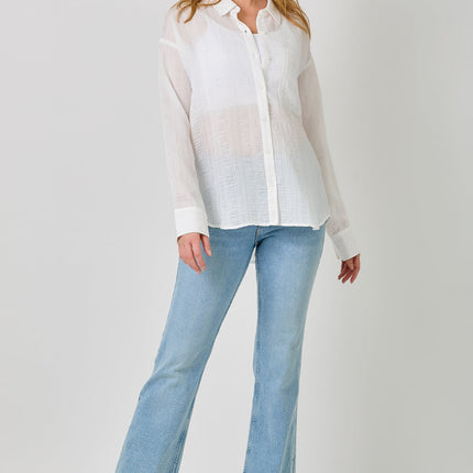 Ivory Crinkle Button Down Shirt
