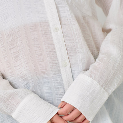 Ivory Crinkle Button Down Shirt