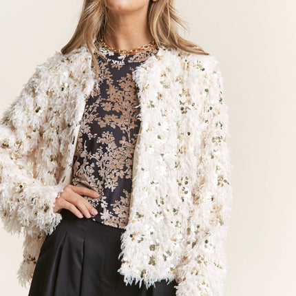 Fuzzy Sequins Jacket