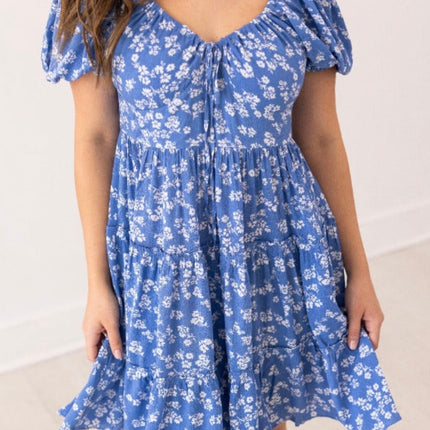 Blue Floral Babydoll Dress