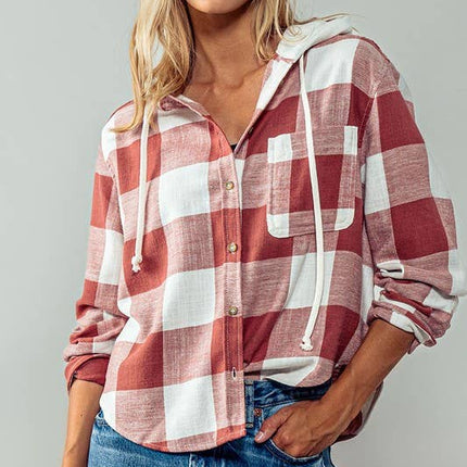 Black & White Hooded Flannel