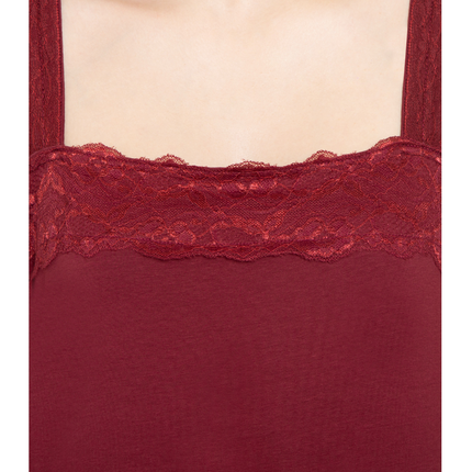 Women's Lacey Trim Cotton Blend Tank Top