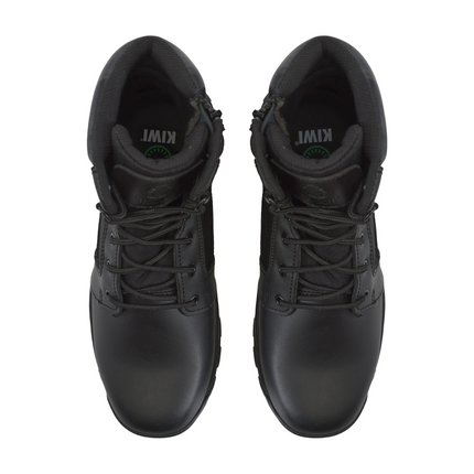 Kiwi Rugged Black Full Grain Leather 7" Composite Toe Zipped Waterproof Tactical Boots [60500]