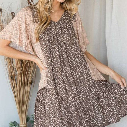 FLORAL PRINT RUFFLE DRESS