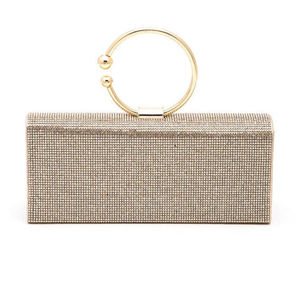 Circle Handle Rhinestone Evening Clutch