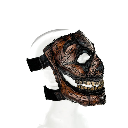Genuine Leather Mask - GigaMyme Leatherface Edition - Handmade Mime Full Face Cover for Halloween, Performance or Cosplay Costume