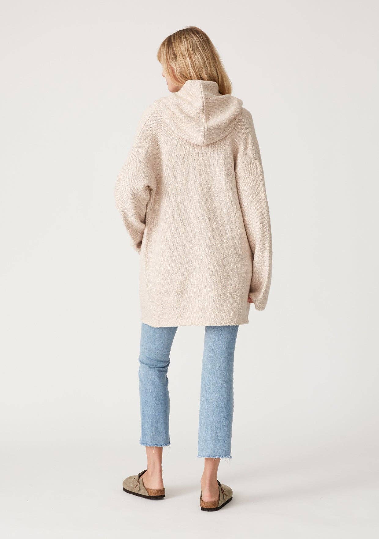 Lovestitch Mid-Length Oversized Long Sleeve Hooded Coatigan