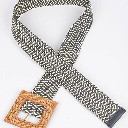 Faux Bamboo Buckle Elastic Belt