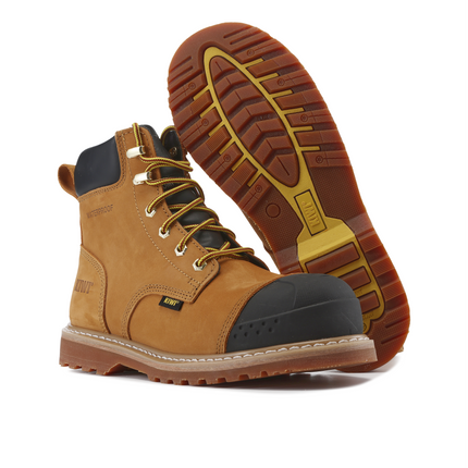 Kiwi Premium Wheat Nubuck 6" Steel Toe Waterproof Cap-Toe Work Boots [64000]