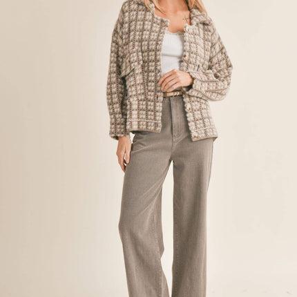 Houndstooth Sweater Jacket- 1 LEFT