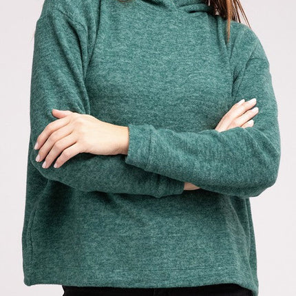 Hooded Brushed Melange Hacci Sweater