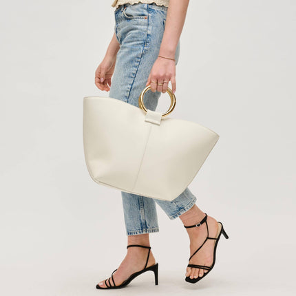 Black Luxe Tote with Gold Handle